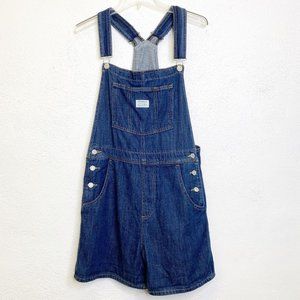 women's denim bib overall shorts